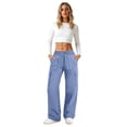 thumbnail image 6 of Women's Wide Leg Sweatpants Drawstring Waist Baggy Cargo Pants Casual Elastic Waisted Trousers with Pockets Blue M, 6 of 6