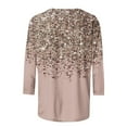 thumbnail image 4 of Charella 3/4 Sleeve Tops for Women Crewneck T-shirts Bling Bling Printed Casual Blouse 2024 Spring Summer Tops,Multicolor,XL, 4 of 5