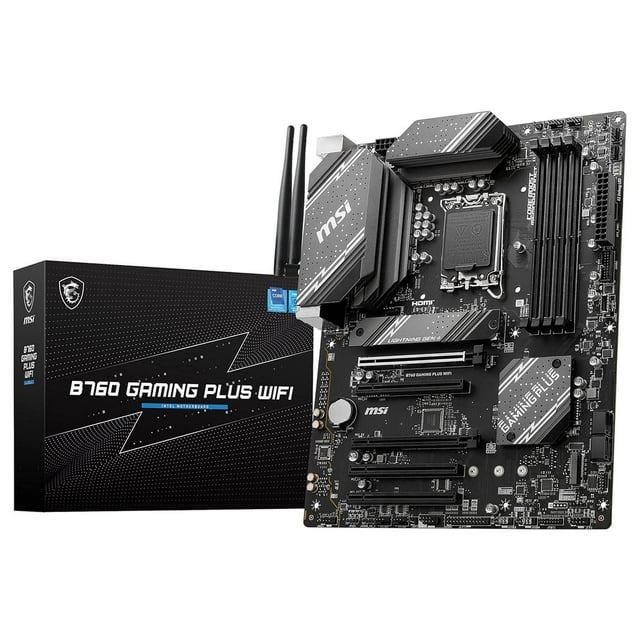 Tarjeta Madre MSI B760 GAMING PLUS WIFI LGA1700 4x DDR5 2x M.2 PCIe 4.0 USB-C WIFI 6E BT 5.3 ATX negro