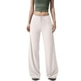 thumbnail image 2 of PNTUTB Women's Fashion Solid Color Drapey Elastic Waist Drawstring Casual Relaxed Comfortable Wide Leg Pants, 2 of 6