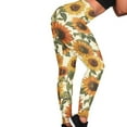 thumbnail image 4 of DISNIMO Sunflower Printed High Waisted Yoga Pants Tummy Control Workout Leggings, Breathable Workout Yoga Pants for Sport Yoga Gym, Beige, S, 4 of 6