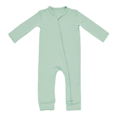

Baby Romper Bamboo Fiber Baby Boy Girl Clothes Newborn Zipper Footies Jumpsuit Solid Long-Sleeve Baby Clothing 0-24M