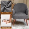 thumbnail image 4 of Merluxy Accent Chair for Living Room Set of 2,Solid Bentwood Frame and Teddy Upholstered,Grey, 4 of 7