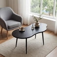 thumbnail image 2 of Giantex Cloud Coffee Table, Modern Irregular Easy Assembly Center Table, Tea Table, Black, 2 of 9