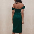 thumbnail image 3 of Vestido de mujer con hombros descubiertos Vestido a media pierna de boda con corsé de corte bajo sexy - Verde Adepaton BST3007144-2, 3 of 7