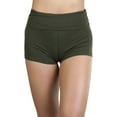 thumbnail image 4 of ToBeInStyle Women's Wide Waistband Rollover Yoga Shorts - True Olive - S, 4 of 5