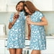 thumbnail image 4 of Fotbe Blue Snake Bata de Dormir para Mujer con Estampado, Camisón de Algodón de Manga Corta, Ropa de Dormir Casual, 4 of 6