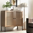 thumbnail image 4 of Costway Rattan Buffet Sideboard Cabinet Cupboard w/ Adjustable Shelf Oak, 4 of 9