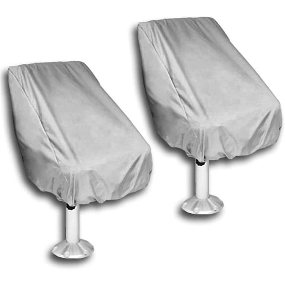 2 Pack Boat Seat Cover, Outdoor Waterproof Pontoon Captain Boat Bench Chair Cover, Chair Protective Covers, Silver Grey