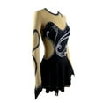 thumbnail image 3 of LIUHUO Custom Figure Skating Dress Girls Ladies Spandex Black with Streamlined Flower Diamond Embellishments, 3 of 8
