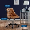 thumbnail image 5 of Computer Work Desk Swivel Tufted Chair, Faux Vegan Leather, Black Tan, Modern Contemporary Urban Design, Home Business Office Furniture, 5 of 9