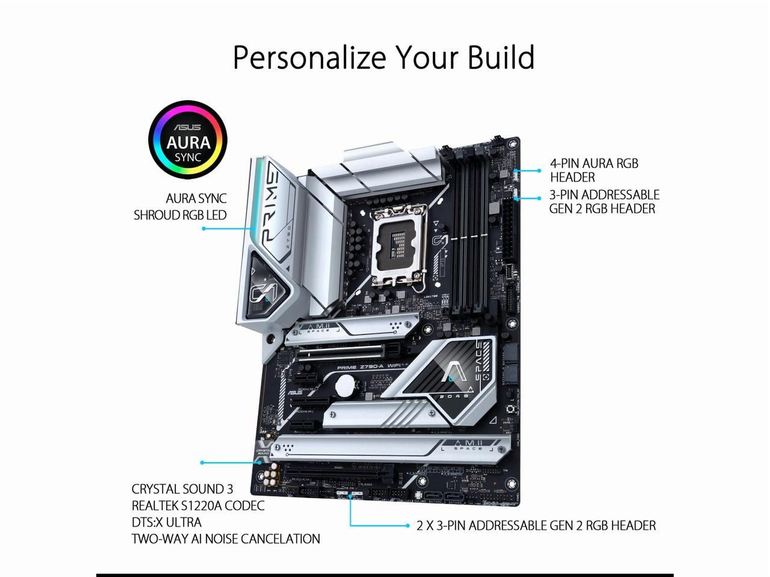 ASUS Prime Z790-A WiFi 6E LGA 1700(Intel®14th &13th&12th Gen) ATX motherboard (16+1 DrMOS,PCIe 5.0,DDR5,4x M.2 slots,Intel® 2.5 Gb LAN,USB 3.2 Gen 2 front panel Type-C,Thunderbolt™ 4(USB4),DP,Aura Syn