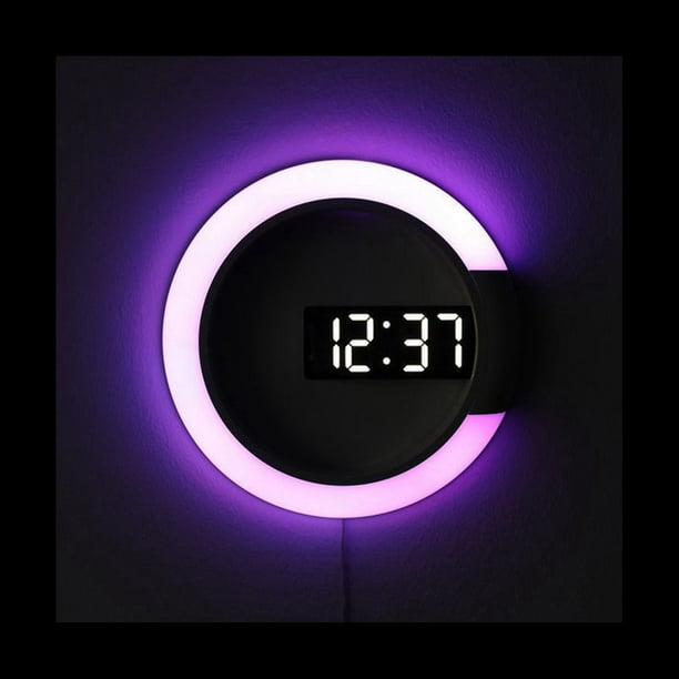 Reloj de Pared Digital LED Pantalla Digital Temperatura 7 Colores 3D Dormitorio Sala de Estar DecoracióN Espejo Digital Reloj Despertador