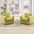 thumbnail image 3 of TROPOW Accent Chair, for Living Room, Upholstered Sofa Chair Reading Chairs for Bedroom, Comfy Modern Chair Linen Fabric Swivel Chair Boucle Chair Single Armchair, Green, 3 of 7