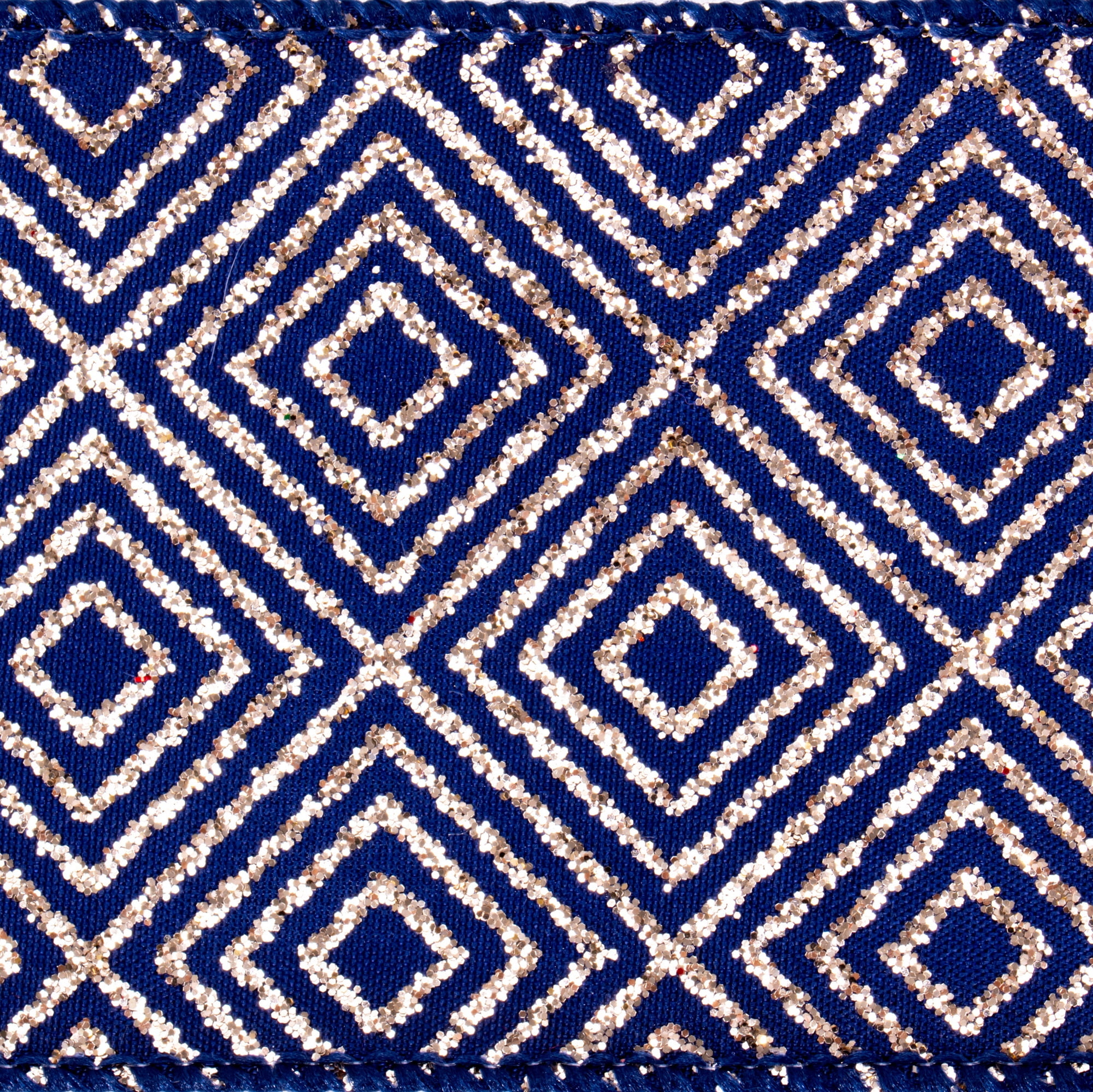 Vickerman 2.5" x 10 Yards Navy with Champagne squares Ribbon