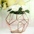 7" Rose Gold Geometric Candle Holder Metal Geometric Floral