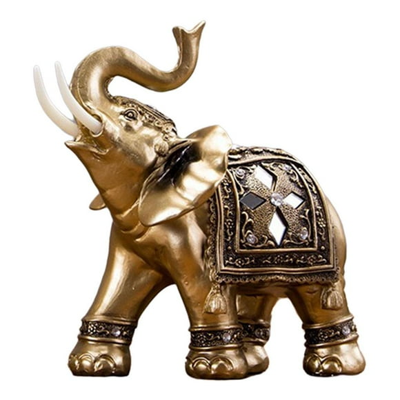 Estatua de elefante dorado con buena fortuna en Feng Shui para coche Pies cerrados M