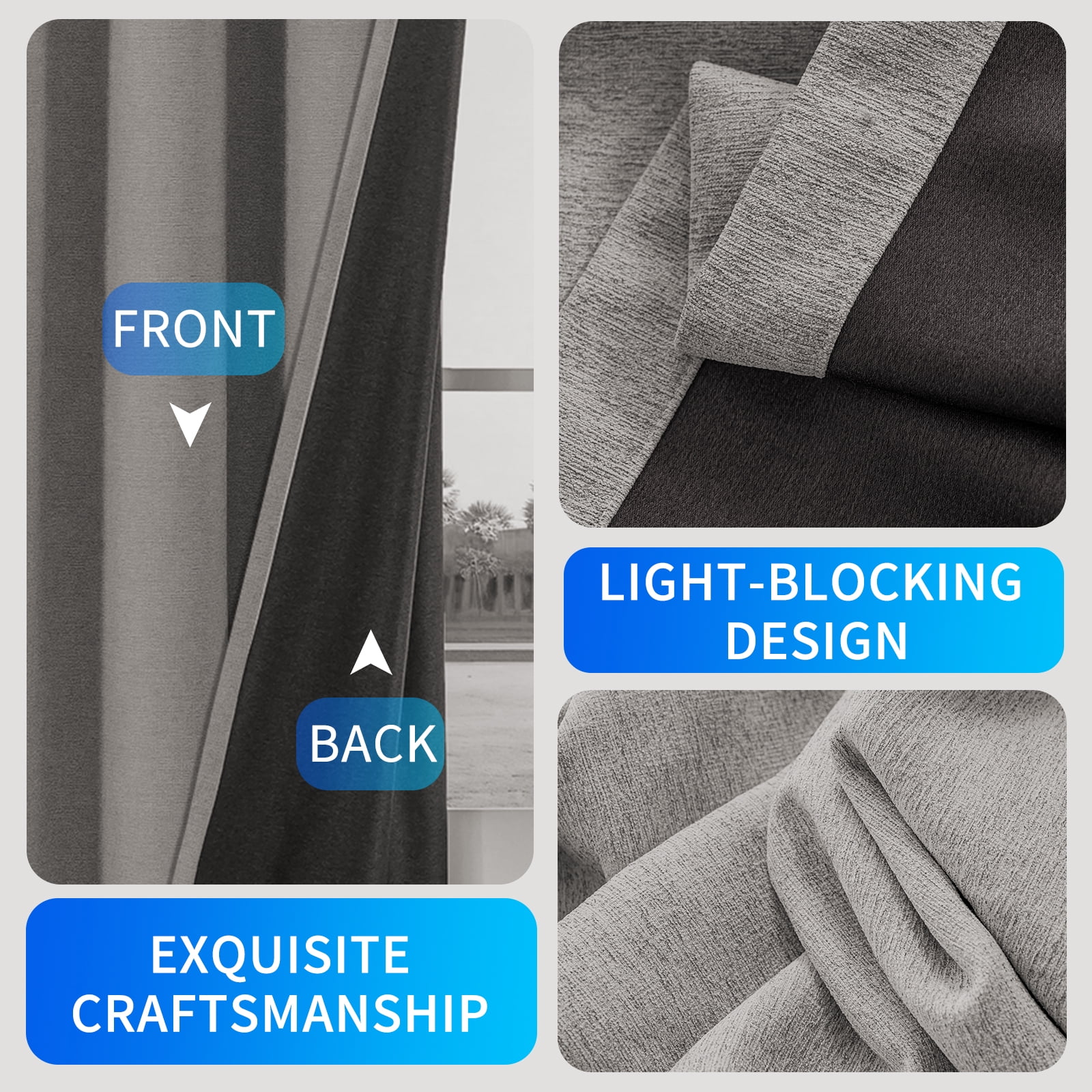 JIATER Blackout Curtains,Blackout Curtains Set of 2 for Bedroom Living Room 42 x 84 in,Thermal Insulated Room Darkening Drapes with Grommet,Charcoal