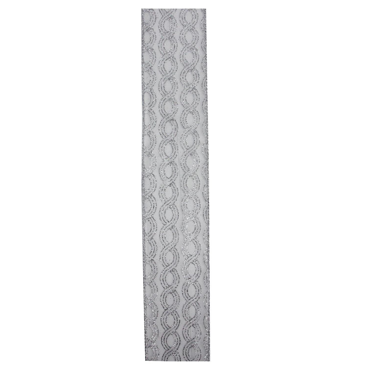 Metallic Silver Swirl Wired Christmas Craft Ribbon