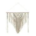 thumbnail image 6 of DecMode Cream Cotton Handmade Intricately Weaved Macrame Wall Decor with Beaded Fringe Tassels, 6 of 7