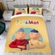 thumbnail image 4 of Pat y Mat Conjunto de sábanas temático, trío de piezas, cómodo y amigable con la piel, diseño único, regalo de decoración para el hogar para familiares, amigos y fans, 90 cm * 190 cm, 4 of 6
