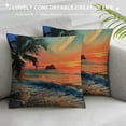 thumbnail image 3 of Orinice Sunset Palm Tree Beach Graphic Decorative Pillow Cover 24x24in, 3 of 5
