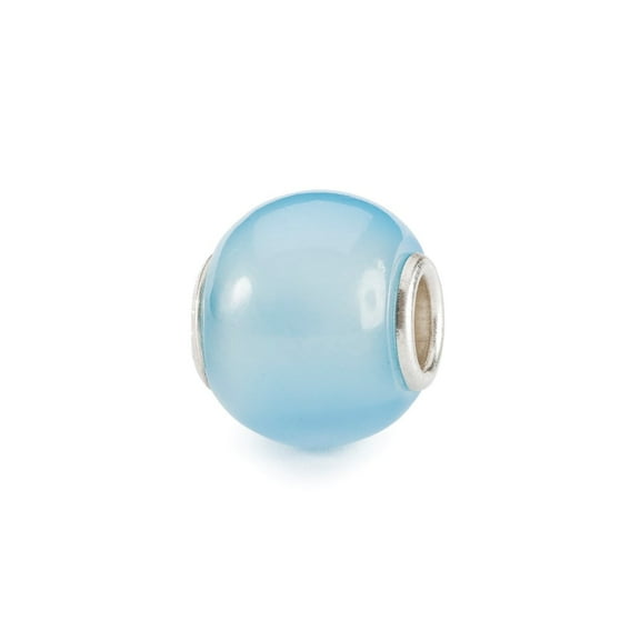 Trollbeads Round Light Blue Agate Gemstone Bead, 1 Count