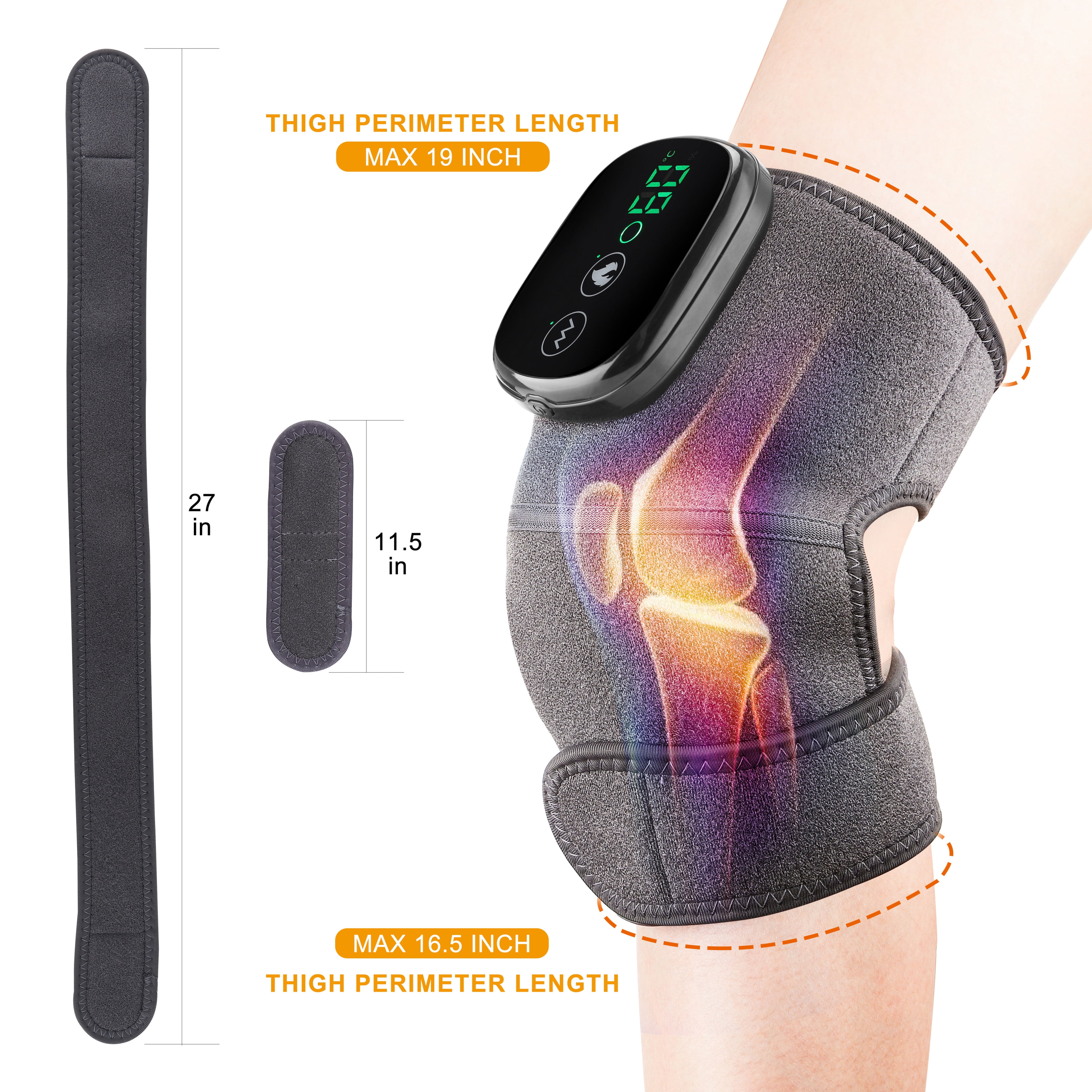 Heated Knee Massager for Knee Pain Relief, 3-In-1 Heated Knee Brace Wrap, 3 Adjustable Vibrations and Heating Modes Heating Pad for Knee Relax