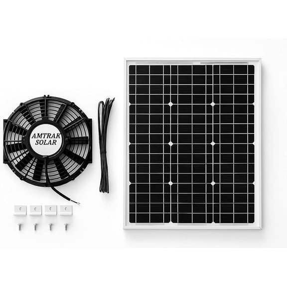 Amtrak Solar Powerful Solar Attic Fan Quietly Cools, Ventilates Exhaust Your House, Garage, Greenhouse, Chicken Coop or RV and Protects Against Moisture Build-up (30, Watts)