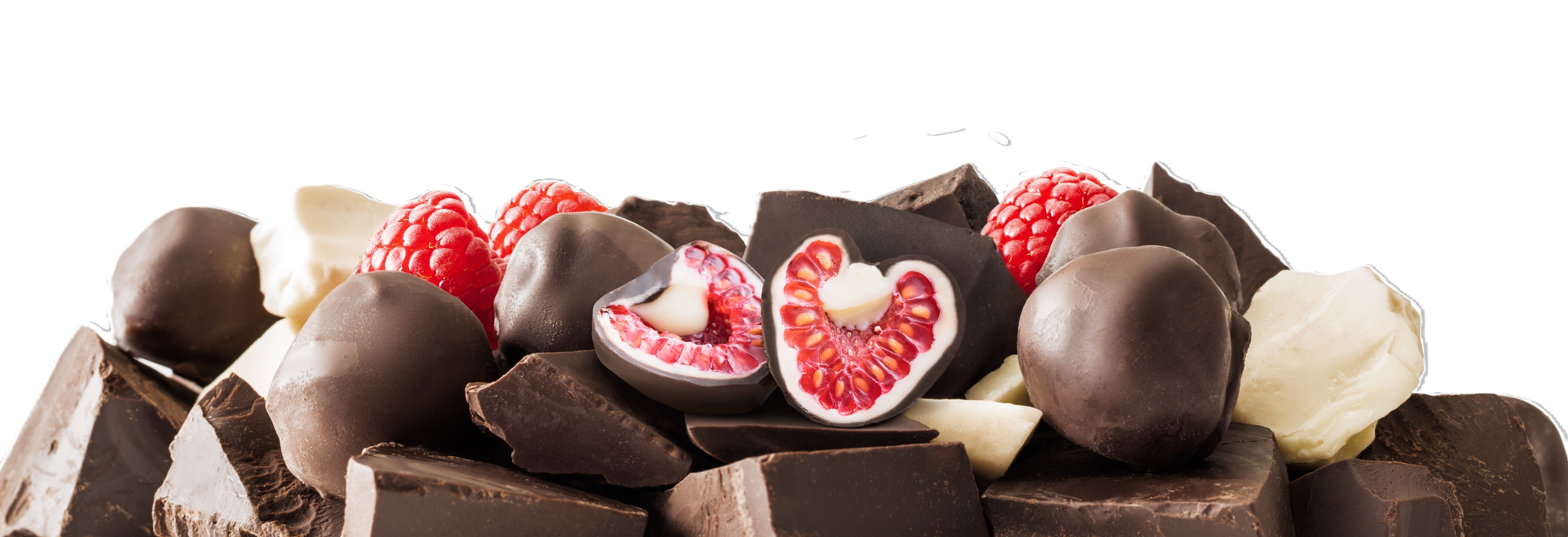 TruFru Frozen Rasperries in White & Dark Chocolate 6oz, TruFru Nature's Raspberries Frozen Fresh in White & Dark Chocolate