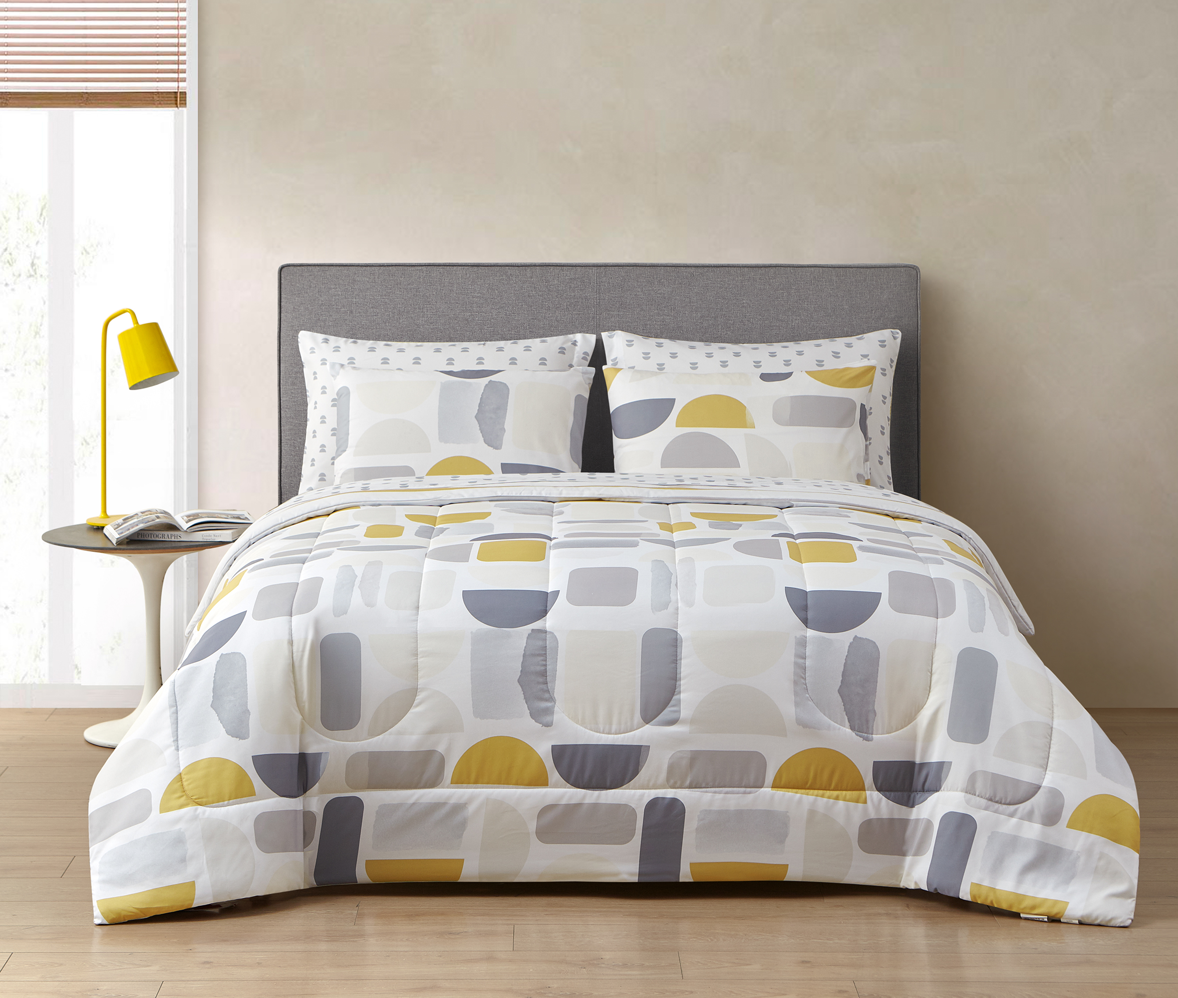 Style2 Kaiser Gray and Yellow 7-Piece Mix & Match Reversible Bed in a Bag, Queen - image 2 of 15
