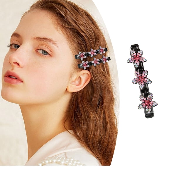 Sparkling Stone Braided Hair Clips - Elegant Accessories for Women and Girls - Stylish Short Hair Clips - for