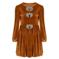 thumbnail image 4 of Fznquz Robes Midi pour Femmes Formelles en Velours à Manches Longues Dorées Ligne A Hiver Fête 2026 Printemps Robe pour Femmes, 4 of 6