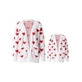 thumbnail image 1 of Mother and Daughter Cardigan, Family Matching Long Sleeve Open Front Heart Sweater with Pockets, 1 of 7