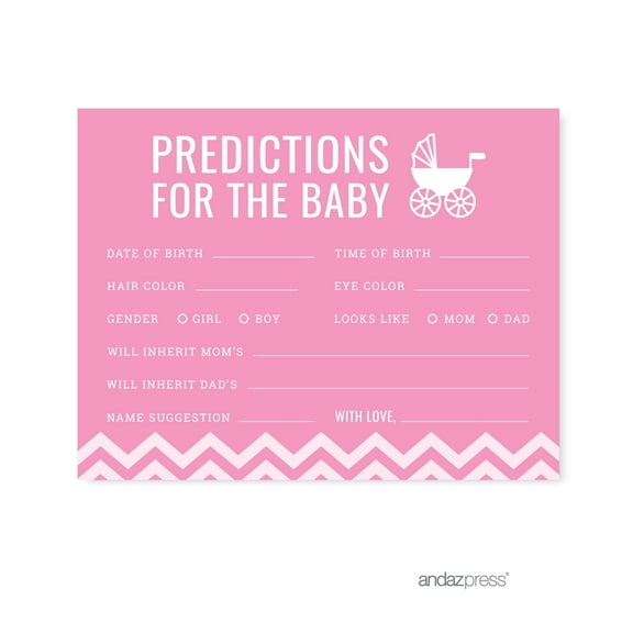 Predictions For Baby Bubblegum Pink Chevron Baby Shower Games, 20-Pack