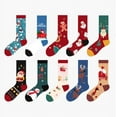 thumbnail image 5 of 5 Pairs Christmas Socks, Christmas Crew Socks for Women, Basketball socks for men and women， Holiday or Birthday Gift, 5 of 10