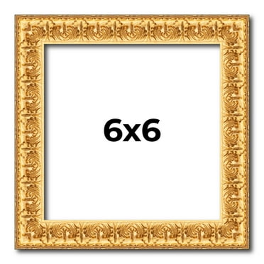6x6 Frame Gold Real Wood Picture Frame Width 1 inches | Interior Frame Depth 0.5 inches | Edwina