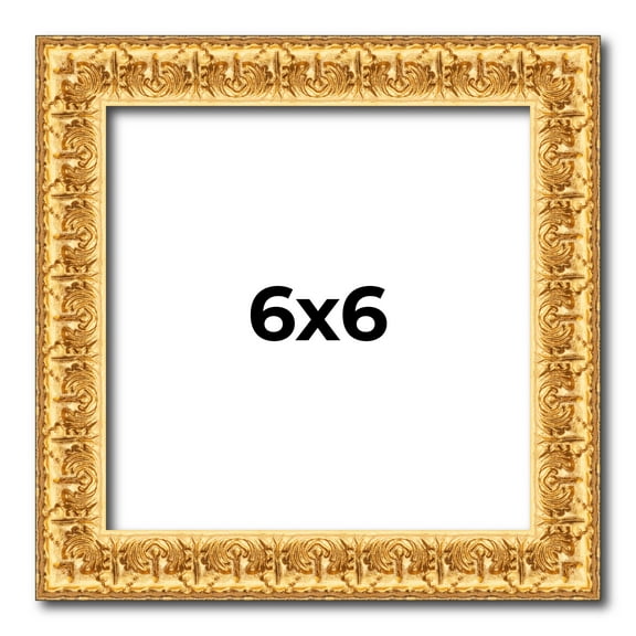 6x6 Frame Gold Real Wood Picture Frame Width 1 inches | Interior Frame Depth 0.5 inches | Edwina