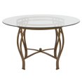 thumbnail image 2 of Syracuse 48'' Round Glass Dining Table with Matte Gold Metal Frame, 2 of 3