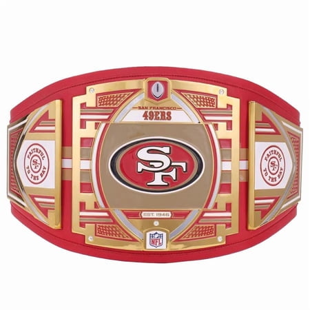 San Francisco 49ers Championship Belt Metal Plates Hand-Tooled Leather Strap Adult Size Collectible