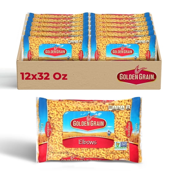 Golden Grain Elbow Macaroni, 12-Pack (32 oz Each) – Classic Pasta for Mac and Cheese, Pasta Salads & Casseroles