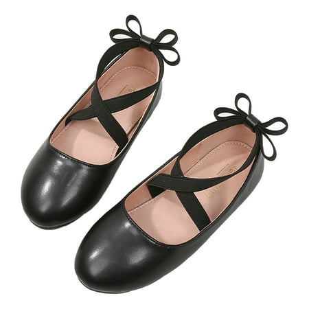 

MXIEZI Little Big Kids Flat Shoes for Girls Dance Performance Leather Dress Shoes Soft Bottom Shiny Princess Shoes for Toddler