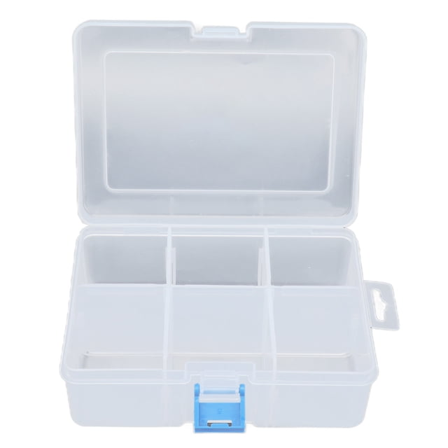 Caja de piezas transparente de 3 piezas, organizador de herramientas de hardware con rejilla extraíble y separada, estuche de almacenamiento de PP con 6 rejillas