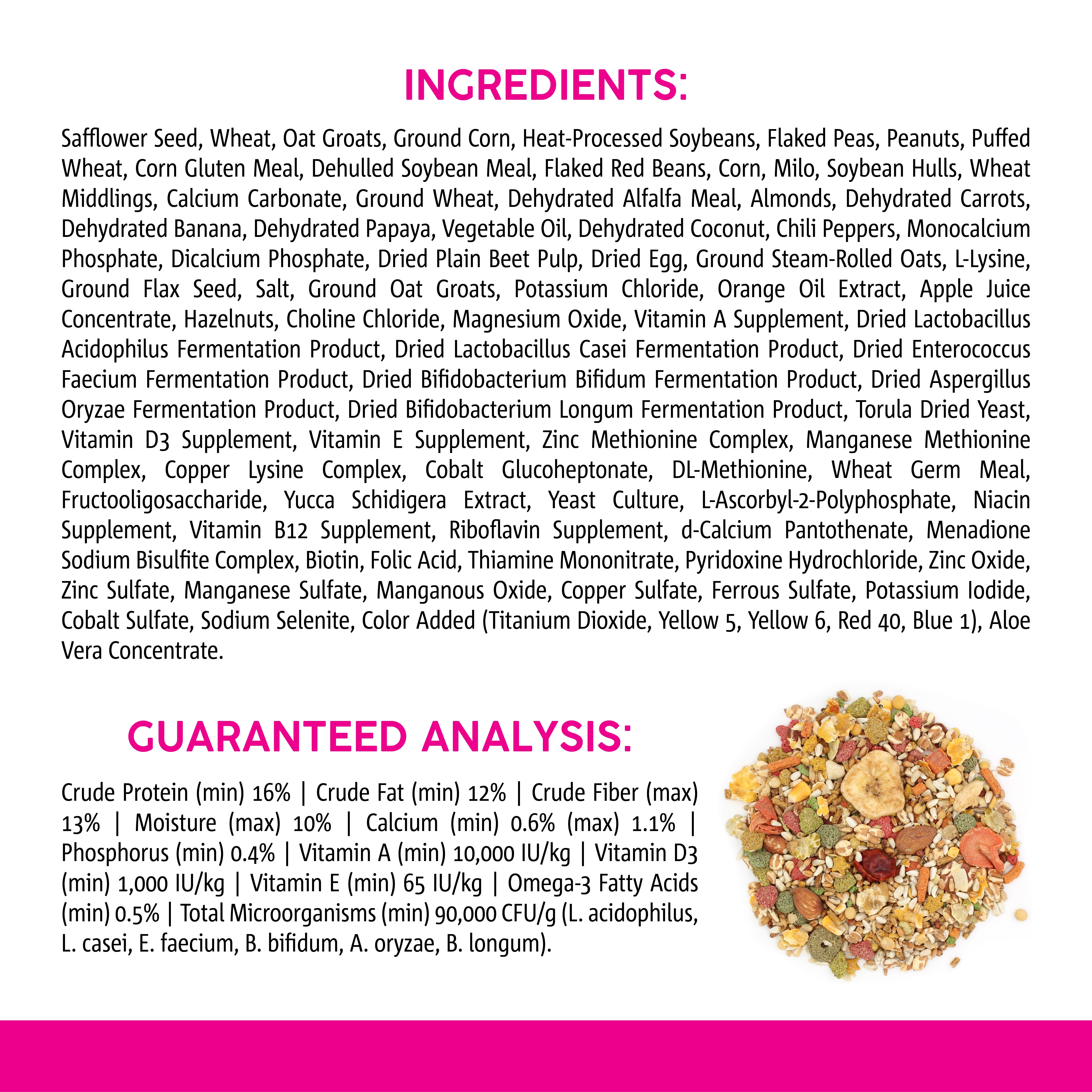 Vitakraft Vita Smart Conure Dry Food - Daily Vitamin-Enriched Bird Feed, 4lb