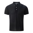 thumbnail image 1 of pstuiky camisetas de hombre, Blusa/camisa informal de cuello redondo y botones de color liso para hombre, de moda de verano ropa de hombre m, 1 of 7