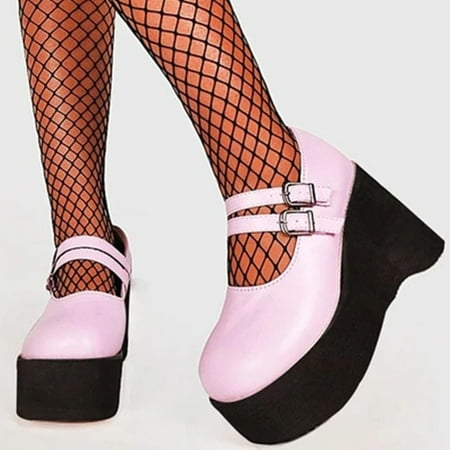 

Women Pumps Mary Jane Super High Heel Platform Wedge Spring Ladies Sandals Belt Buckle Classic Sweet Punk Female Lolita Shoes
