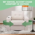 thumbnail image 4 of Tabaray Swivel Accent Chair, Recliner Armchair, Modern Round Barrel Chair with Storage Pocket, Single Sofa with Cup Holder and Cushion for Living Room, Bedroom, Guest Room, Office, 4 of 18