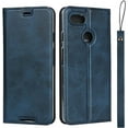 thumbnail image 3 of Google Pixel 3 XL Case with Wrist Strap, Classic PU Leather Wallet Case Slim Flip Folio with Card Holder,Kickstand Feature Magnet Closure Case Cover for Google Pixel 3 XL 6.3",Navy Blue, 3 of 9