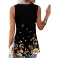 thumbnail image 3 of QELUSQELUS Women Camisole Sleeveless Round Neck Pleated Floral Weekend Tank Top, 3 of 5
