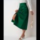 thumbnail image 5 of Falda de Satén de Seda con Cintura Alta y Cremallera para Mujer. Verde M, 5 of 7